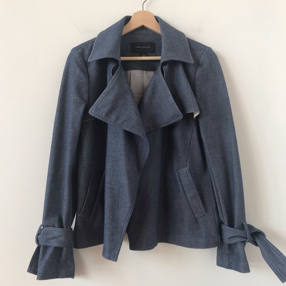 Ann Taylor denim open front jacket